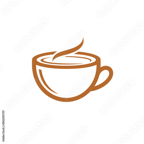 Elegant Coffee Cup Illustration with Rising Steam, Minimalist Design.