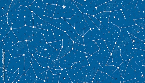 Celestial blue canvas filled with white constellation patterns