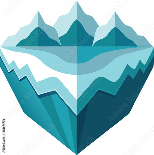 Stunning iceberg graphic with majestic mountain landscape