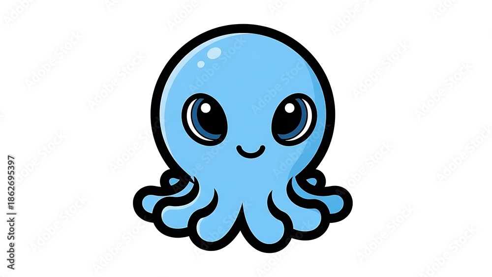 Fototapeta premium Cute Cartoon Octopus Character Illustration.
