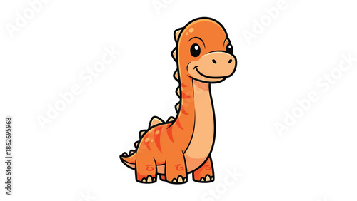 Cute Orange Cartoon Dinosaur with Spikes and Friendly Smile.