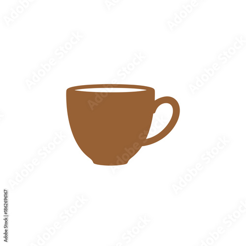 Illustration of a brown coffee cup with a handle.