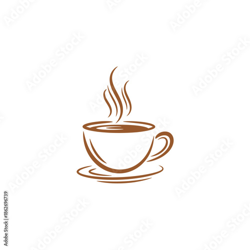 Elegant Coffee Cup Illustration with Steaming Aroma.