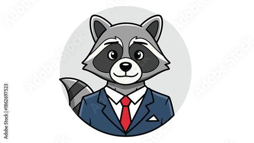 Cartoon Raccoon in Business Suit - A Unique Animal Character.