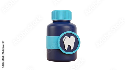 Dental Care Product Bottle with Tooth Icon