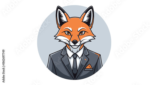 Fox in a Suit - A Cartoon Anthropomorphic Animal Portrait.