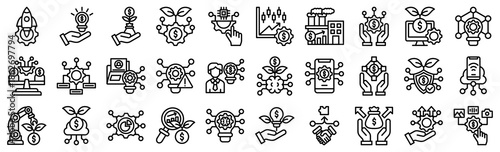 technology investment line icons collection set. vector illustration