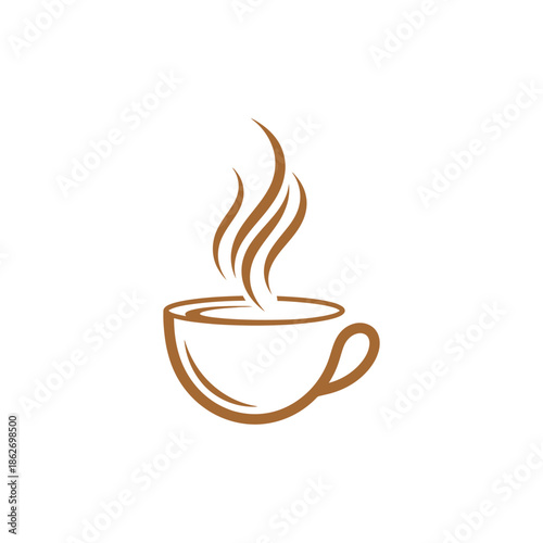 Elegant Coffee Cup Illustration with Steaming Aroma for Cafe Branding.
