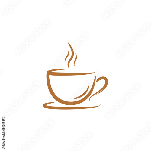Elegant Coffee Cup Illustration with Steaming Aroma on White Background.