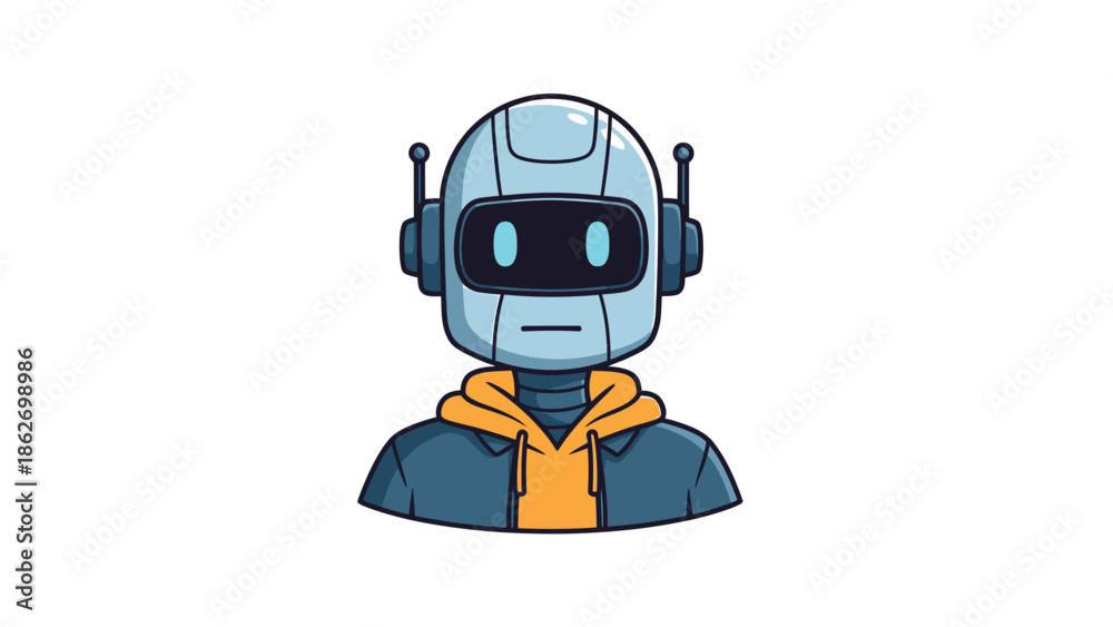 Fototapeta premium Illustration of a futuristic robot wearing a stylish hoodie.
