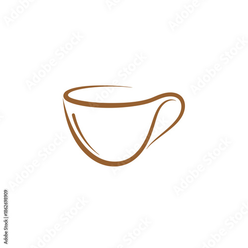 Elegant Coffee Cup Line Art Illustration for Cafe Branding.