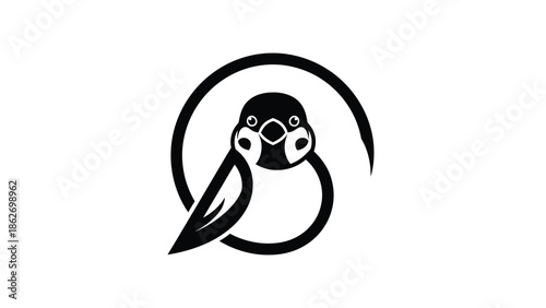 Stylized Bird Logo Design with Circular Element.
