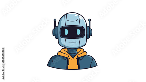 Illustration of a futuristic robot wearing a stylish hoodie.