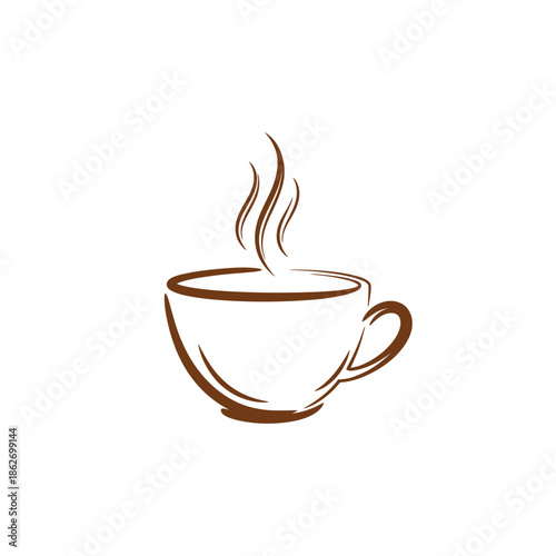 Elegant Coffee Cup Illustration with Steaming Aroma.
