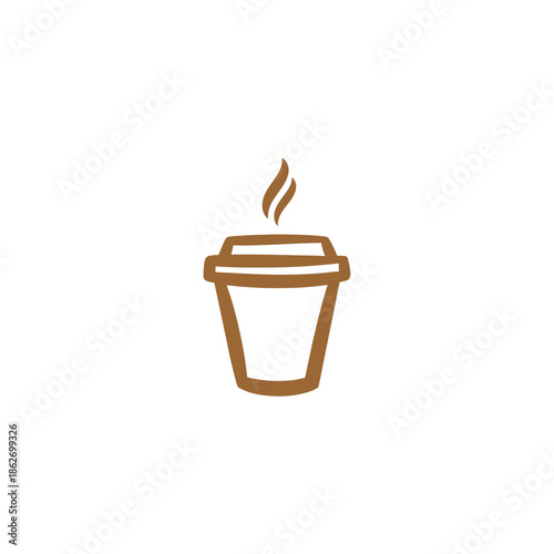 Minimalist Coffee Cup Icon with Steam, Warm Beverage Symbol.
