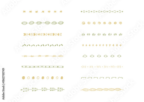 ナチュラルでシンプルな手描きのラインセット4（カラー）