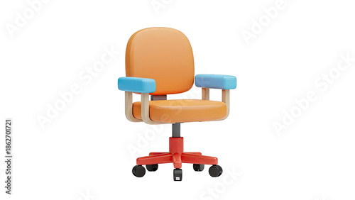 Cartoon Office Chair with Orange and Blue Accents