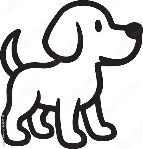 A simple black silhouette of a curled up sleeping fox