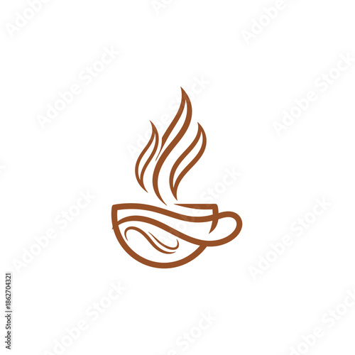 Elegant Coffee Cup Logo Design with Steaming Aroma.
