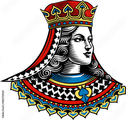 A queen woman wearing a med...