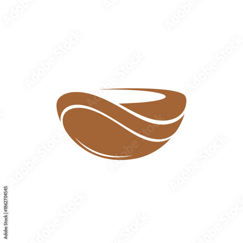 Stylized Coffee Bean with White Swirls in Brown Hue.