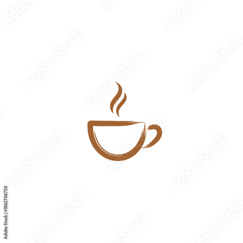 Minimalist Coffee Cup Illustration with Steam, Perfect for Cafe Branding.