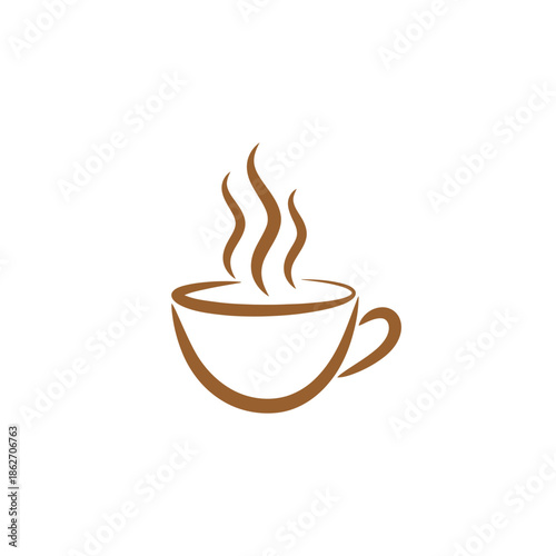 Stylized Coffee Cup Illustration with Rising Steam.