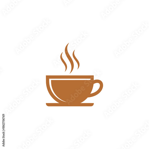 Minimalist Coffee Cup Illustration with Steam, Perfect for Cafe Branding.