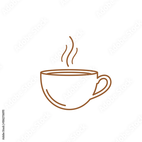 Minimalist Coffee Cup Illustration with Steam, Warm Beverage Icon.