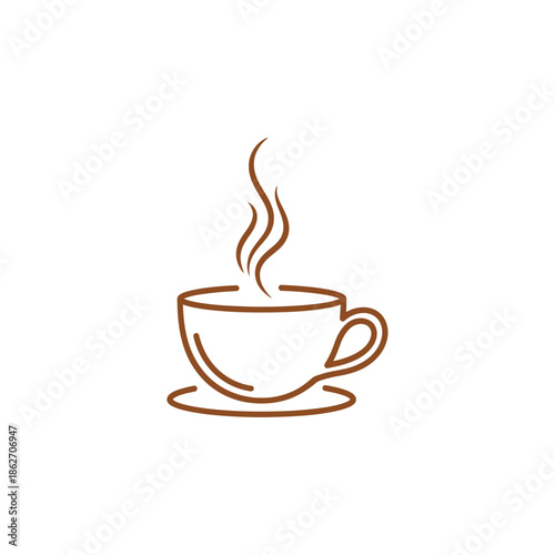 Minimalist Coffee Cup Illustration with Steam, Perfect for Cafe Branding.