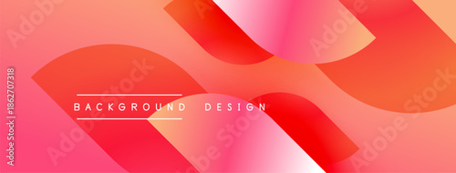 Abstract gradient background. Pink, red hues blend smoothly. Text reads background design centered within shapes. Modern visual presentation.