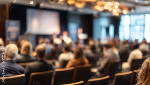 Wallpaper Mural Audience attending a presentation in a dimly lit conference room setting. Torontodigital.ca