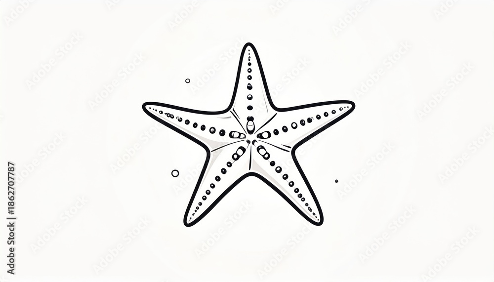 Obraz premium Detailed Line Art Illustration of a Starfish on White Background.