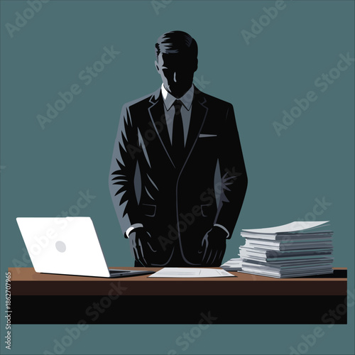Businessman at work silhouette vector