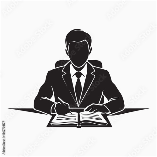 Businessman studying document silhouette vector
