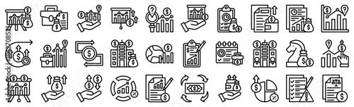 Financial Projection line icons collection set. vector illustration