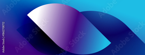 Abstract gradient design. Blue, purple hues blend smoothly. Modern aesthetic, simple shapes create dynamic visual impact.