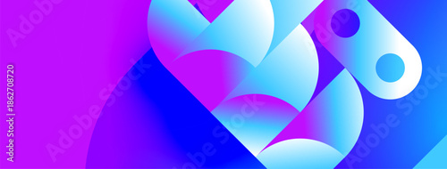 Abstract fluid shapes blend vibrant purple, blue hues. Dynamic composition creates modern visual experience. Smooth gradients suggest movement, energy.