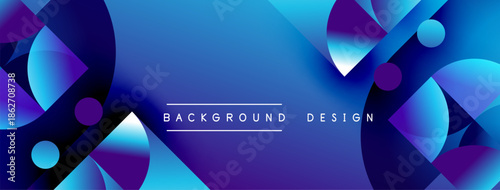 Abstract fluid shapes, vibrant blues, purples create dynamic background. Modern design elements suggest technology, innovation.