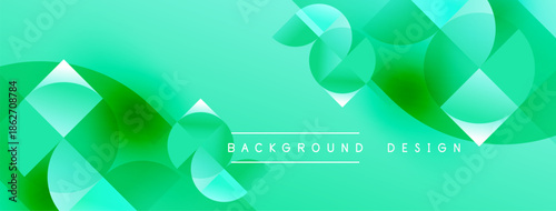 Abstract green gradient background. Overlapping shapes create dynamic visual texture. Modern design element for digital projects.