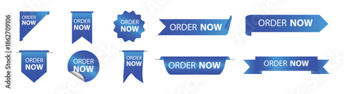 set of blue and white banners