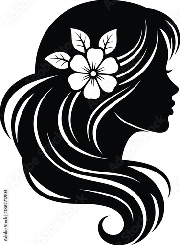 Woman with flower in hair silhouette
