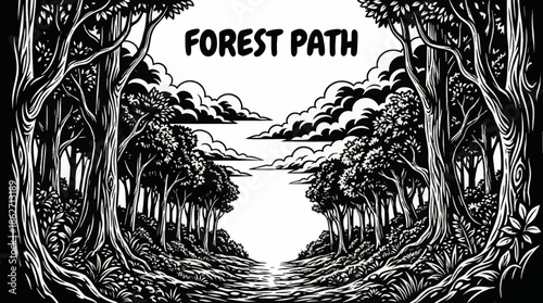 forest path leads toward soft natural light, symbolizing journey, discovery black and white, and calm, making it highly popular for conceptual and inspirational visual storytelling