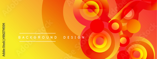 Bright abstract background. Orange, yellow hues blend, forming circular shapes. Modern design element for digital projects.