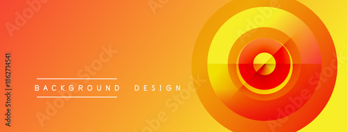 Abstract gradient background. Concentric circles create dynamic visual effect. Warm colors dominate design, suggesting energy, motion.