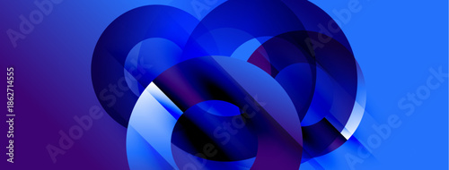 Abstract fluid shapes blend, creating dynamic blue purple composition. Smooth gradients suggest movement, depth. Modern digital art.