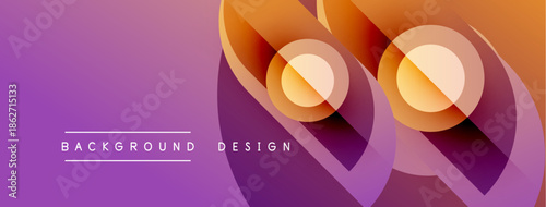 Abstract purple, orange layers create dynamic visual. Circles overlap, forming modern background design. Gradient effect adds depth.