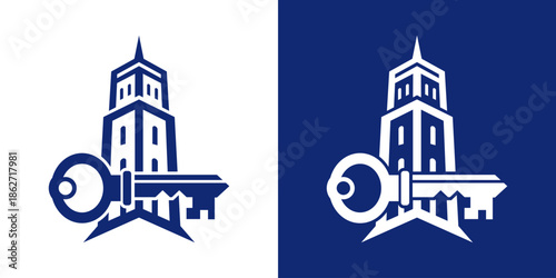 building key dual meaning logo combination.