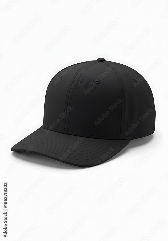 Fototapeta premium Classic Black Baseball Cap: Minimalist Product Shot