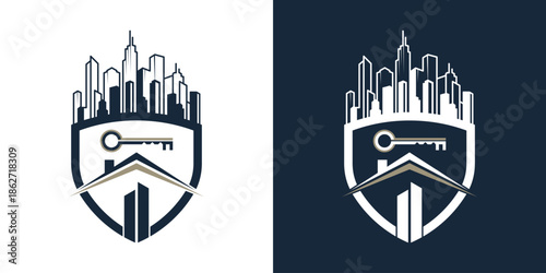building city key secured logo design. secure home logo design. building secured logo design inspiration.